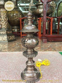 ĐÈN ĐỒNG ĐỎ KHẢM NGŨ SẮC 60CM