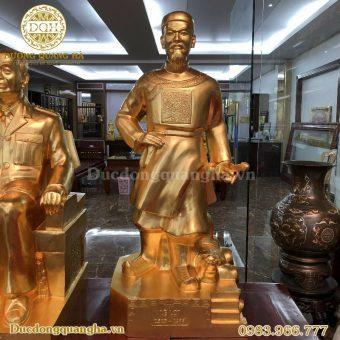 TƯỢNG LÊ LỢI ĐỒNG ĐỎ THIẾP VÀNG 9999 CAO 90CM