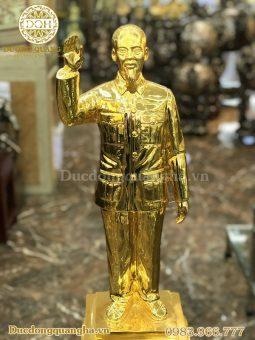 TƯỢNG BÁC HỒ VẪY TAY CHÀO MẠ VÀNG 24K CAO 75CM