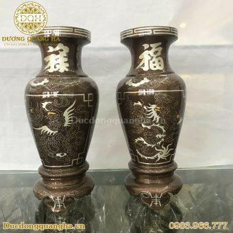 LỌ HOA ĐỒNG ĐỎ KHẢM NGŨ SẮC CAO 38CM