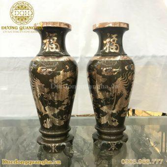 ĐÔI LỌ HOA ĐỒNG ĐỎ CẠO MÀU COA 42CM