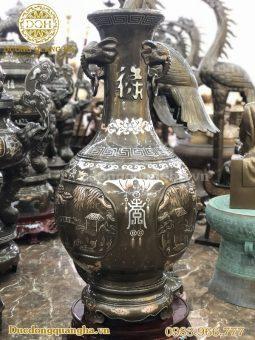 LỌ TAI VOI ĐỒNG ĐỎ KHẢM TAM KHÍ 1M40