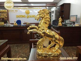 TƯỢNG NGỰA ĐỒNG ĐỎ MẠ VÀNG 24K CAO 50cm