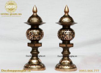 ĐÈN THỜ ĐỒNG ĐỎ 60CM CẠO MÀU