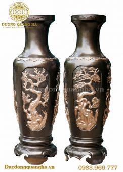 ĐÔI LỌ TỨ QUÝ ĐỒNG ĐỎ CAO 42CM