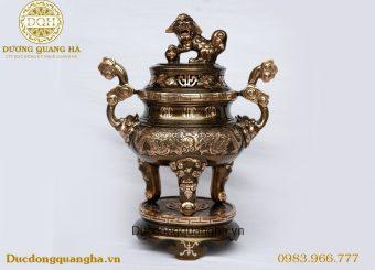 ĐỈNH ĐỒNG ĐỎ RỒNG NỔI CAO 50CM