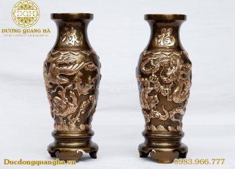 LỌ HOA ĐỒNG ĐỎ RỒNG NỔI CAO 42CM