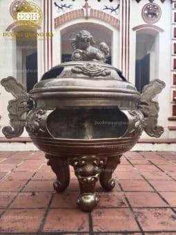 LƯ ĐỐT TIỀN VÀNG ĐỒNG ĐỎ CAO 90CM