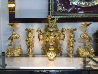 NGŨ SỰ RỒNG ĐỒNG VÀNG MẠ VÀNG 24K CAO 60