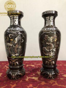 Lọ hoa đồng đỏ khảm ngũ sắc