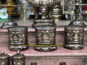 BÁT HƯƠNG ĐƯỜNG KÍNH 18-20CM ĐỒNG ĐỎ KHẢM NGŨ SẮC