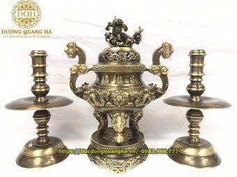 BỘ TAM SỰ CAO 60CM BẰNG ĐỒNG VÀNG HUN 2 MÀU RỒNG NỔI