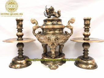 BỘ TAM SỰ ĐỒNG ĐỎ CẠO MÀU CAO 60CM