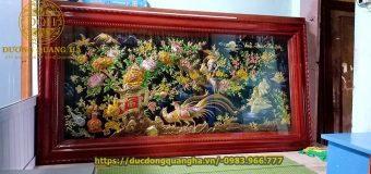 TRANH VINH HOA PHÚ QUÝ 2M3X1M2 KHUNG GÕ HƯƠNG