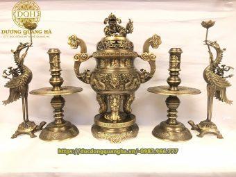 BỘ NGŨ SỰ CAO 60 BẰNG ĐỒNG VÀNG ĐÚC RỒNG NỔI