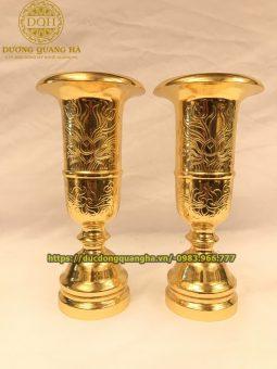 ỐNG HƯƠNG ĐỒNG ĐỎ DÁT VÀNG 9999 CAO 38CM