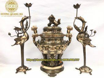 BỘ TAM SỰ ĐỒNG ĐỎ CẠO MÀU CHỮ VIỆT CAO 60CM