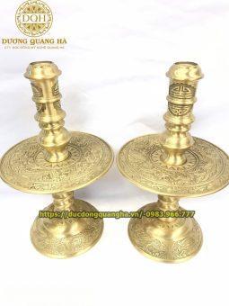 ĐÔI NẾN BẰNG ĐỒNG VÀNG MẠ MỘC CAO 55CM