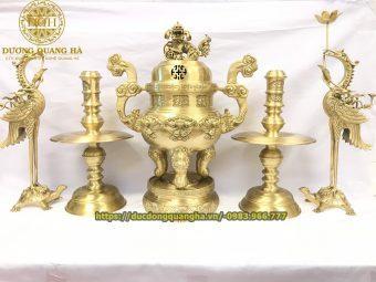 BỘ NGŨ SỰ ĐỒNG VÀNG MẠ MỘC TAI RƠI CAO 60CM