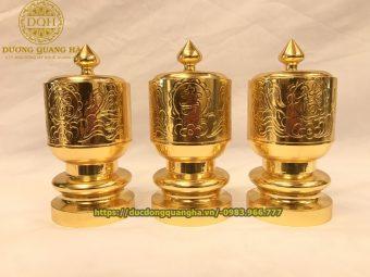 NGAI THỜ ĐỒNG ĐỎ DÁT VÀNG 9999 CAO 15CM