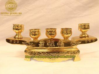 BỘ NGAI CHÉN BẰNG ĐỒNG ĐỎ DÁT VÀNG 9999