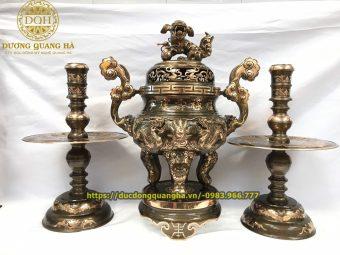 BỘ TAM SỰ ĐỒNG ĐỎ CẠO MÀU RỒNG NỔI CAO 70CM