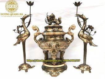 BỘ TAM SỰ ĐỒNG ĐỎ CẠO MÀU CAO 60CM