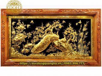 TRANH HOA KHAI PHÚ QUÝ MẠ VÀNG 24K 1M7x90