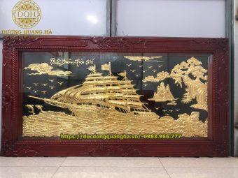 TRANH THUẬN BUỒM XUÔI GIÓ DÁT VÀNG 9999 2mx1m