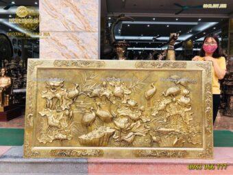 TRANH HẠC SEN KHUNG ĐỒNG