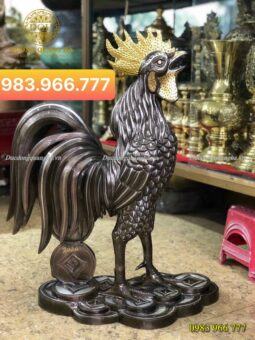 TƯỢNG GÀ TRỐNG ĐỒNG ĐỔ KHẢM NGŨ SẮC