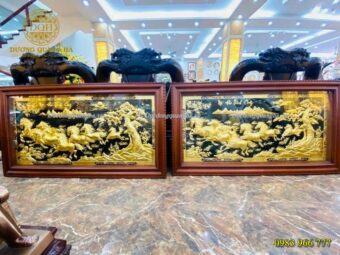 TRANH MÃ ĐÁO THÀNH CÔNG DÁT VÀNG 9999 KHUNG GỖ GỤ