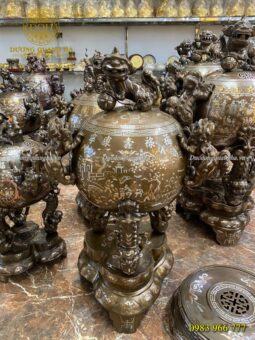 ĐỈNH CẦU ĐỒNG ĐỎ KHẢM TAM KHÍ CAO 1M1