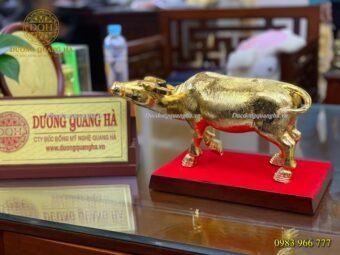 TƯỢNG TRÂU ĐỒNG ĐỎ DÁT VÀNG 9999