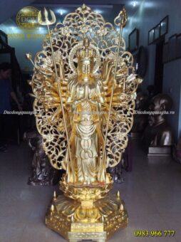 TƯỢNG ĐỨC QUAN ÂM THIÊN THỦ THIÊN NHÃN MẠ VÀNG 24K