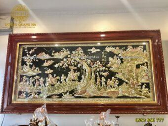 TRANH VINH QUY BÁI TỔ KHUNG GỖ CHÒ CHỈ