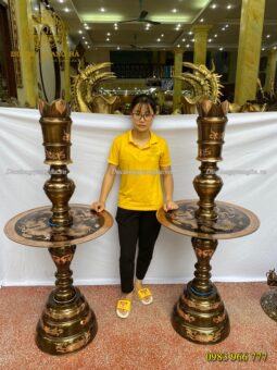 CHÂN NẾN ĐỒNG ĐỎ PHỚT CAO 1M5