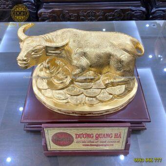 TƯỢNG TRÂU ĐỒNG ĐỎ DÁT VÀNG 9999