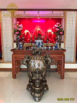 ĐỈNH CẦU ĐỒNG ĐỎ KHẢM CHỮ VÀNG