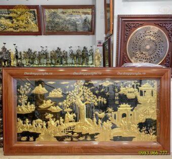TRANH VINH QUY BÁI TỔ KHUNG GỖ HƯƠNG DÁT VÀNG 9999