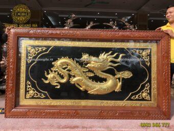 TRANH CHỮ TÂM HÓA RỒNG DÁT VÀNG 9999