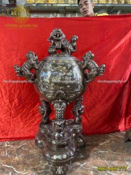 ĐỈNH CẦU ĐỒNG ĐỎ KHẢM NGŨ SẮC CAO 1M2