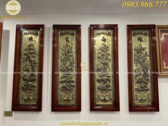 TRANH TỨ QUÝ NỀN XƯỚC GIẢ CỔ