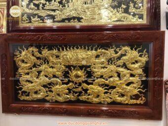 TRANH CỬU LONG DÁT VÀNG 9999