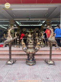 HẠC THỜ 1,97m + LƯ HƯƠNG 1m3 ĐỒNG ĐỎ PHỚT NỈ