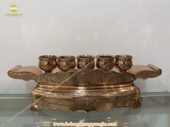 BỘ NGAI THỜ 5 CHÉN ĐỒNG ĐỎ CAO CẤP