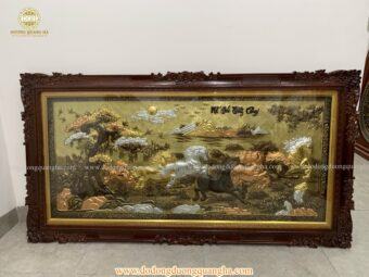 TRANH ĐỒNG MÃ ĐÁO THÀNH CÔNG 1M7 x 90CM XƯỚC MẠ TAM KHÍ ĐIỂM DÁT VÀNG