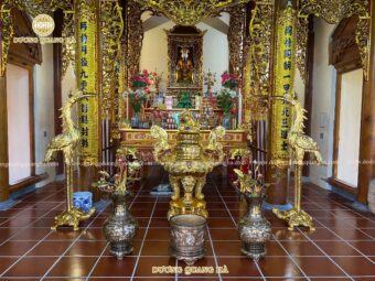 ĐÔI HẠC THỜ CỠ LỚN 1m97 ĐỒNG ĐỎ MẠ VÀNG