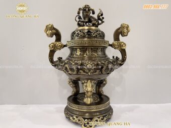 Đỉnh đồng thờ cúng cao 50 đồng vàng hun