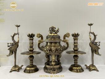 Bộ ngũ sự cao 60cm đúc thủ công hoa văn sắc nét